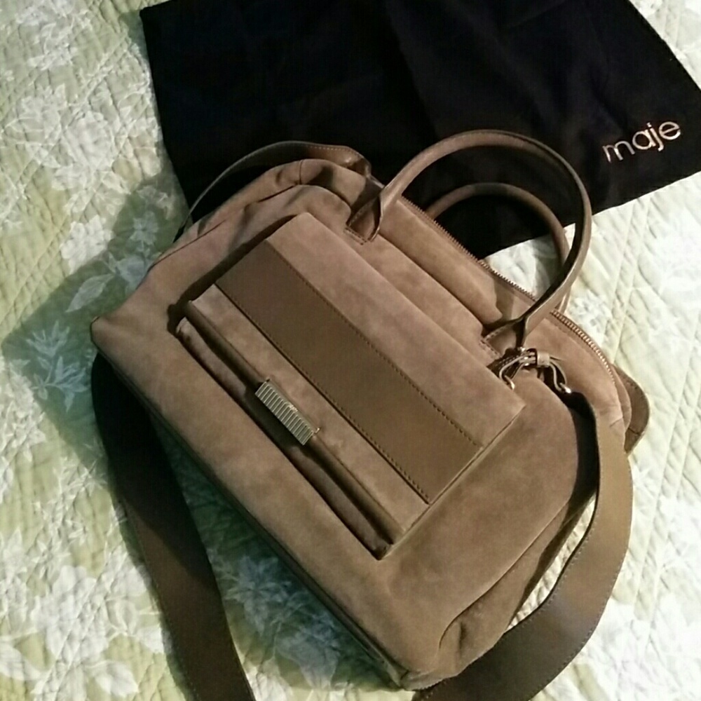 Maje Petit Sac Jour suede olive satchel